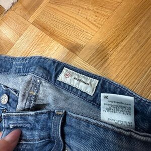 AG Adriano Goldschmied Blue Denim Jeans High Rise Slim Straight